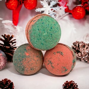cranberry oak bath bomb, red and green, relax, bath bomb, adult bath bomb, vegan bath bomb, natural bath bomb