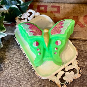Green butterfly bath bomb, margarita lime, all natural bath bomb, sassy citrus, hand painted
