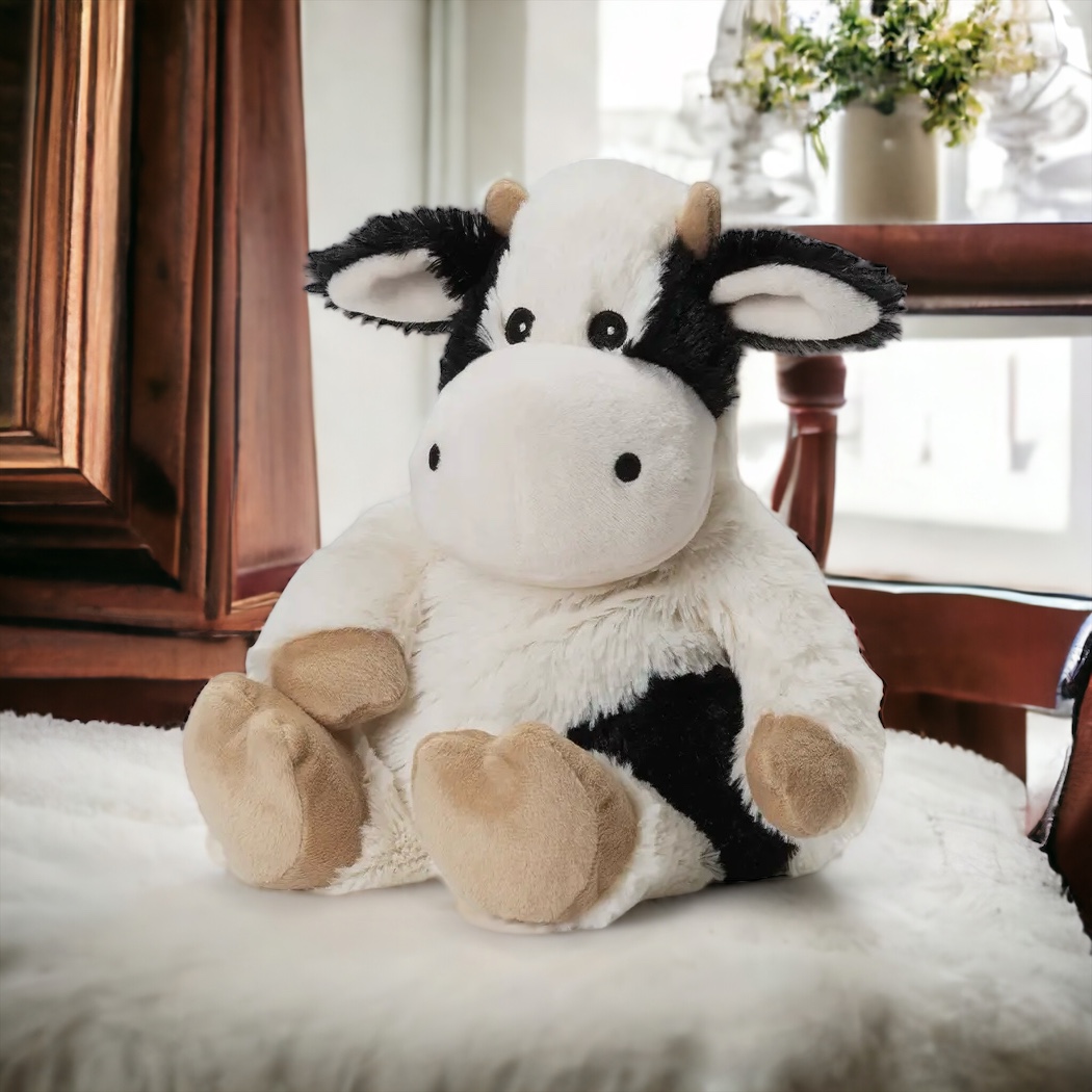 Warmies cow, black and white, cow plush, warm, cuddly