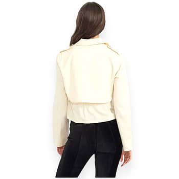 spring jacket, trench coat, cream jacket, cream coat, winter coat, short, button up, tie waist,
