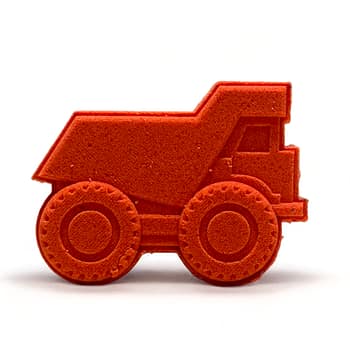 red orange dump truck bath bomb