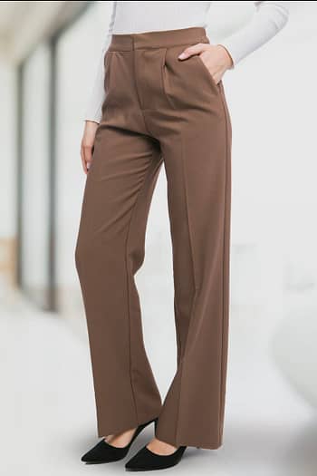 truffle pleated dress pants, light brown dress pants, women's dress pants, women's work apparel